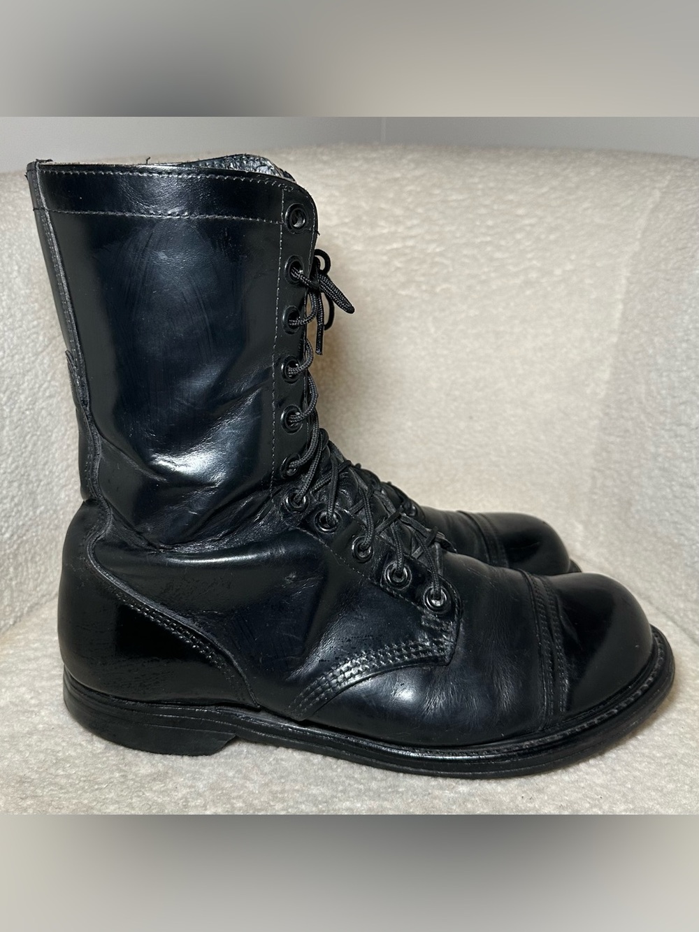 Vintage Biltrite Men’s Black Leather Combat Punk Goth Motorcycle Boots Zip 10